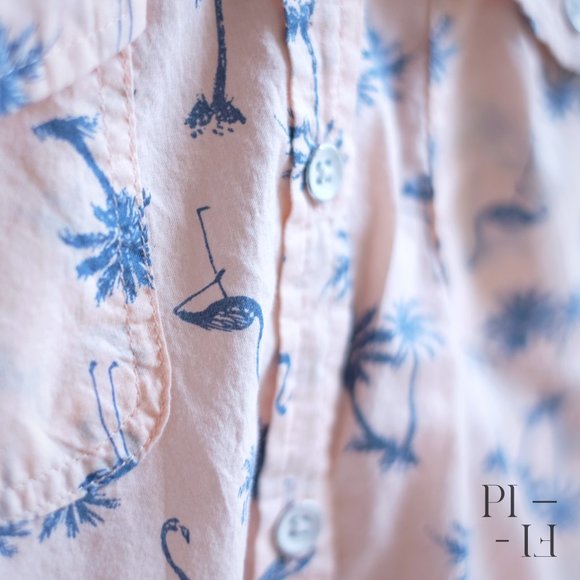 Button down shirt flamingos pattern 100% cotton - Picture 6 of 7